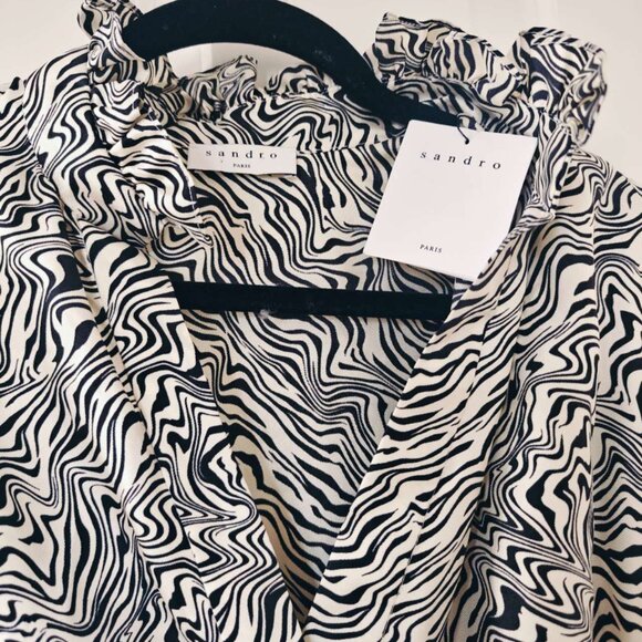 NWT Sandro Salome belted print silk-twill dress - Picture 6 of 6